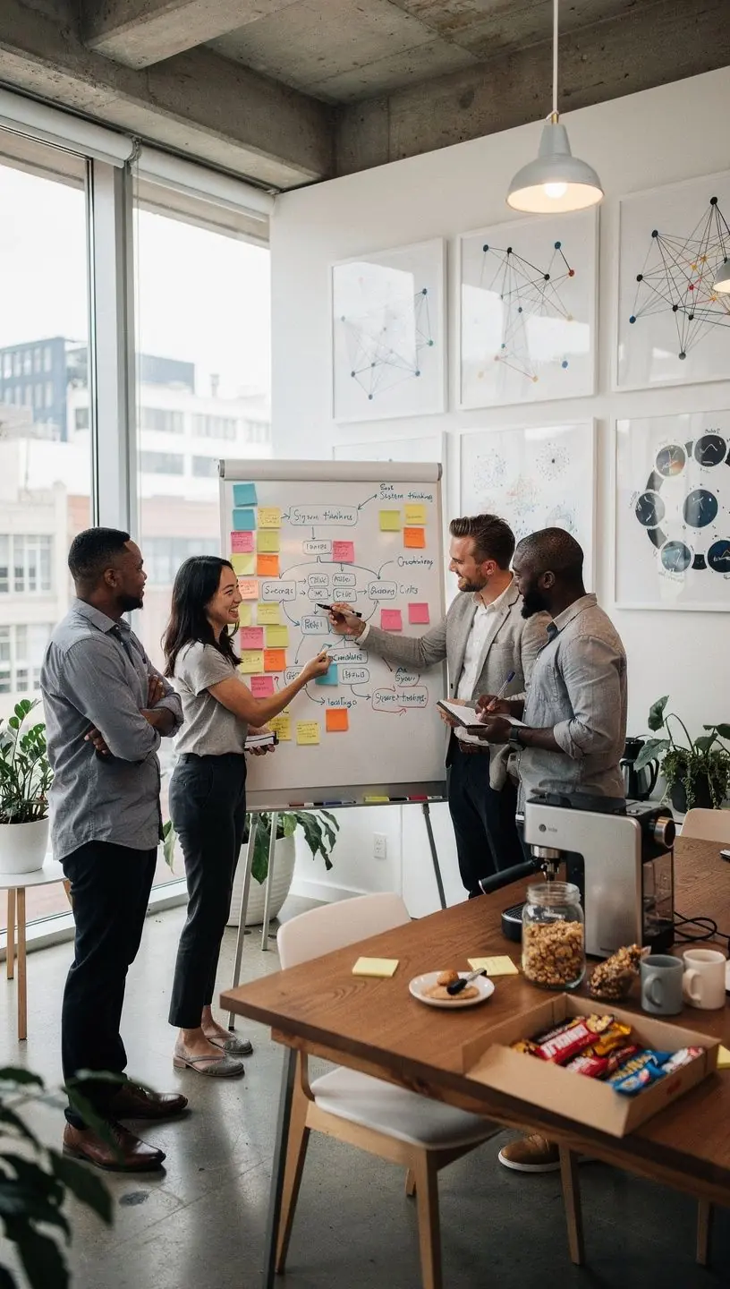 Systems mapping diagram illustrating complex issues visualization