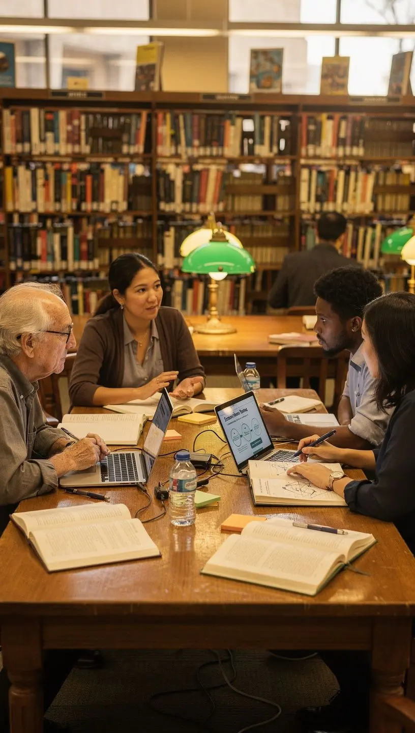 Illustration depicting systems thinking concepts and frameworks